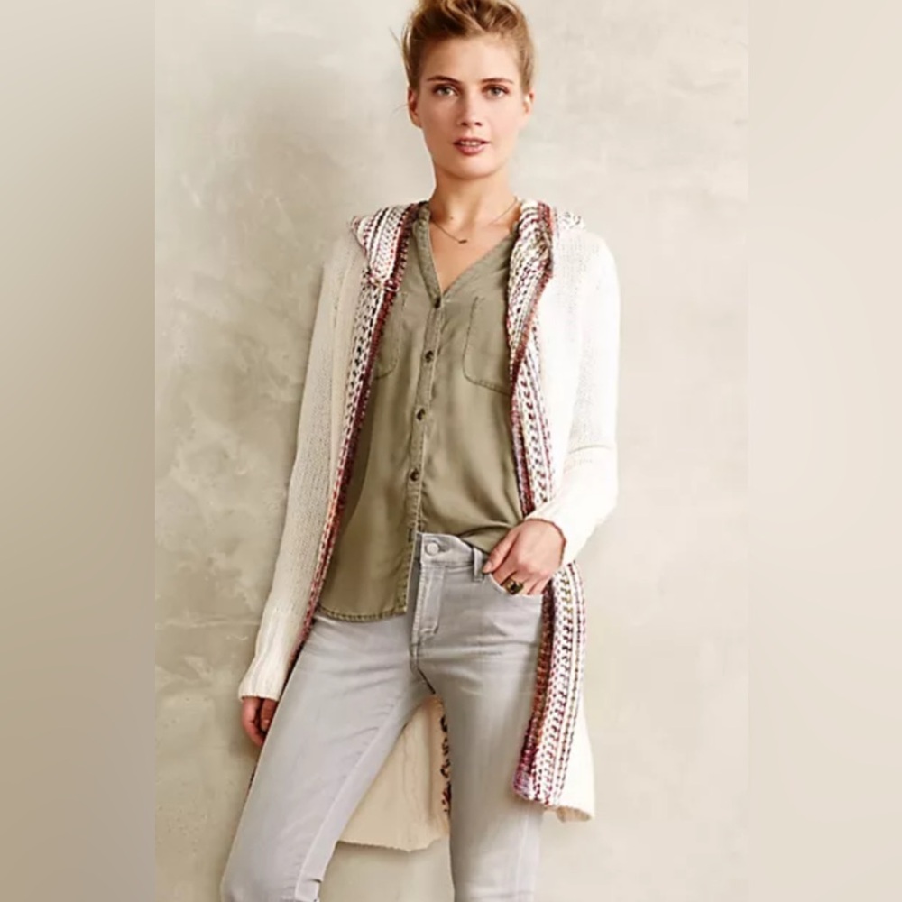 Anthropologie Angel Of The North Cardigan, boho, crochet, layering spring fall